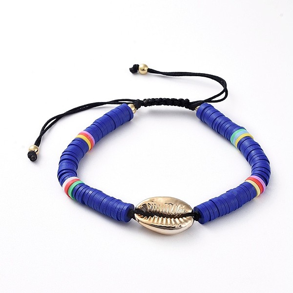 PandaHall Adjustable Nylon Cord Braided Bead Bracelets, with Polymer Clay Heishi Beads, Electroplated Cowrie Shell Beads and Brass Round..., Blue
PandaHall Adjustable Nylon Cord Braided Bead Bracelets, with Polymer Clay Heishi Beads, Electroplated Cowrie Shell Beads and Brass Round..., Blue