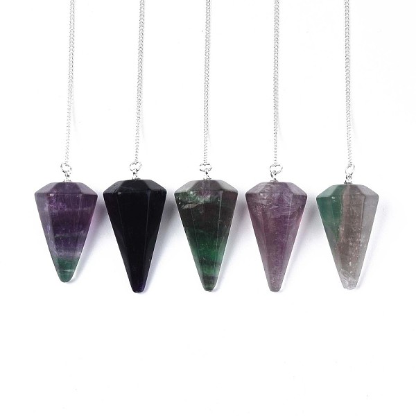 PandaHall Natural Fluorite Hexagonal Pointed Dowsing Pendulums, with Copper Clad Iron Cross Chains, Cone/Spike, Platinum, 255~260mm, Hole...
PandaHall Natural Fluorite Hexagonal Pointed Dowsing Pendulums, with Copper Clad Iron Cross Chains, Cone/Spike, Platinum, 255~260mm, Hole...