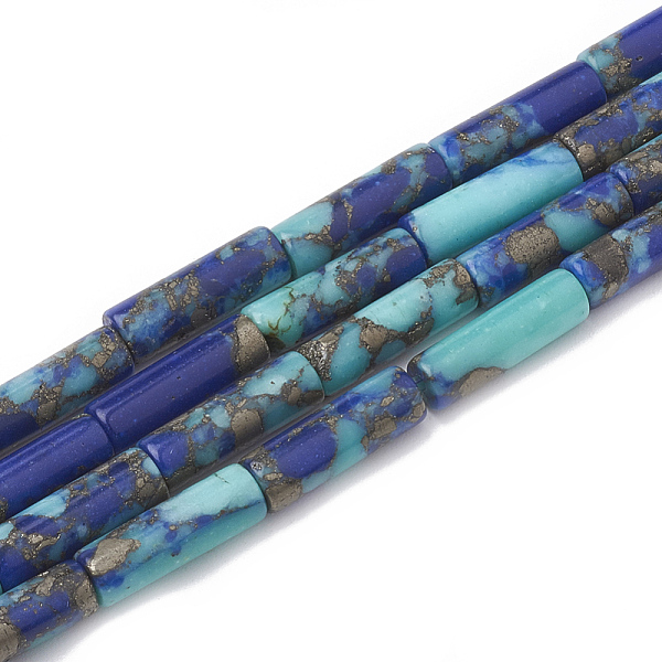 PandaHall Synthetic Gemstone Beads Strands, Turquoise and Gold Line Lapis Lazuli, Column, Blue, 12~13x4~4.5mm, Hole: 1~1.2mm, about...
PandaHall Synthetic Gemstone Beads Strands, Turquoise and Gold Line Lapis Lazuli, Column, Blue, 12~13x4~4.5mm, Hole: 1~1.2mm, about...