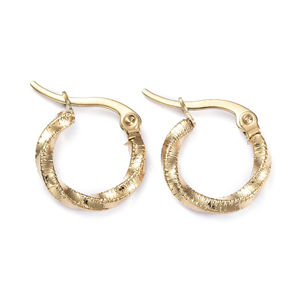 PandaHall 201 Stainless Steel Hoop Earrings, with 304 Stainless Steel Pins, Twisted Ring Shape, Golden, 14.5x2.5mm, Pin: 1x0.7mm 304...
PandaHall 201 Stainless Steel Hoop Earrings, with 304 Stainless Steel Pins, Twisted Ring Shape, Golden, 14.5x2.5mm, Pin: 1x0.7mm 304...