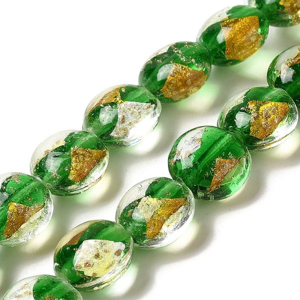 PandaHall Handmade Gold Sand and Silver Sand Lampwork Flat Round Beads, Green, 14~14.5x8.5~9mm, Hole: 1.6~1.8mm Gold & Silver Foil Flat...
PandaHall Handmade Gold Sand and Silver Sand Lampwork Flat Round Beads, Green, 14~14.5x8.5~9mm, Hole: 1.6~1.8mm Gold & Silver Foil Flat...