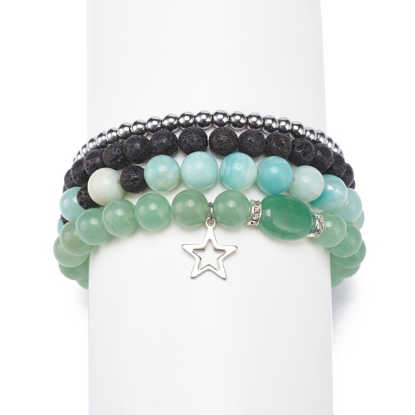 PandaHall 4Pcs 4 Style Natural Green Aventurine & Lava Rock & Synthetic Hematite Stretch Bracelets Set, Gemstone Jewelry with 304 Stainless...
PandaHall 4Pcs 4 Style Natural Green Aventurine & Lava Rock & Synthetic Hematite Stretch Bracelets Set, Gemstone Jewelry with 304 Stainless...