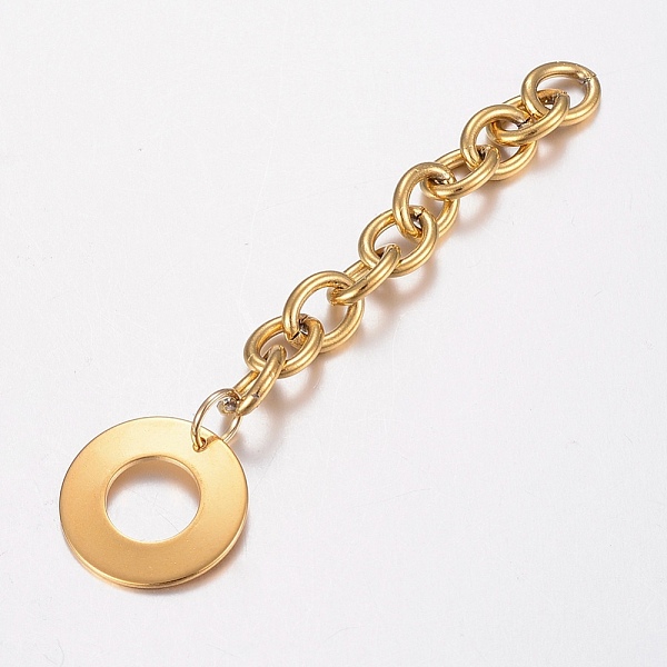 PandaHall 304 Stainless Steel Chain Extender, with Ring Charms, Golden, 70x6mm 304 Stainless Steel
PandaHall 304 Stainless Steel Chain Extender, with Ring Charms, Golden, 70x6mm 304 Stainless Steel