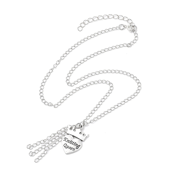 PandaHall Alloy Crown with Heart Carved Word Knitting Queen Pendant Necklace, Brass Curb Chains Necklaces, Antique Silver, 18.43 inch...
PandaHall Alloy Crown with Heart Carved Word Knitting Queen Pendant Necklace, Brass Curb Chains Necklaces, Antique Silver, 18.43 inch...