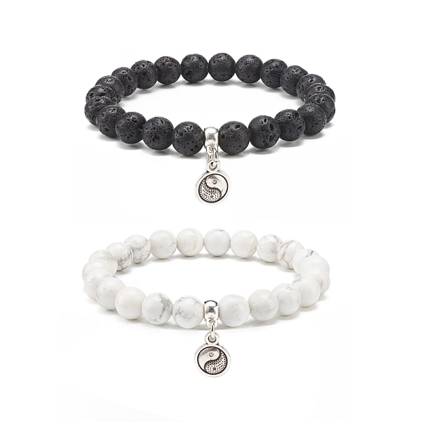 PandaHall 2Pcs 2 Style Natural Lava Rock & Howlite Round Beaded Stretch Bracelets Set with Alloy Yin Yang Charms, Essential Oil Gemstone...
PandaHall 2Pcs 2 Style Natural Lava Rock & Howlite Round Beaded Stretch Bracelets Set with Alloy Yin Yang Charms, Essential Oil Gemstone...