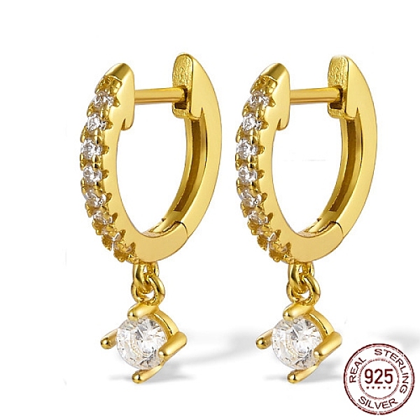 PandaHall Sterling Silver Dangle Hoop Earrings, with Cubic Zirconia, Real 18K Gold Plated, 12x12mm Sterling Silver
PandaHall Sterling Silver Dangle Hoop Earrings, with Cubic Zirconia, Real 18K Gold Plated, 12x12mm Sterling Silver