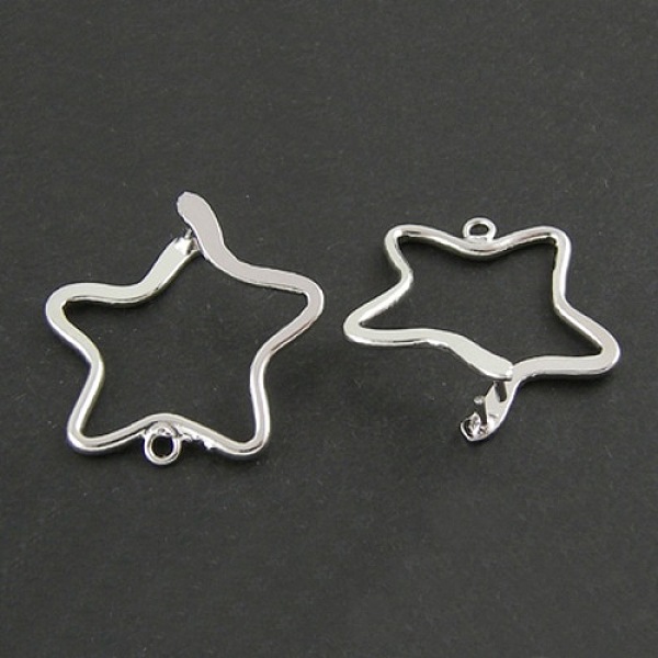 PandaHall Silver Color Brass Pinch Bails, Ice Pick, Star, Nickel Free, about 25mm wide, 27mm long, 1.5mm thick, hole: 1.2mm Brass
PandaHall Silver Color Brass Pinch Bails, Ice Pick, Star, Nickel Free, about 25mm wide, 27mm long, 1.5mm thick, hole: 1.2mm Brass