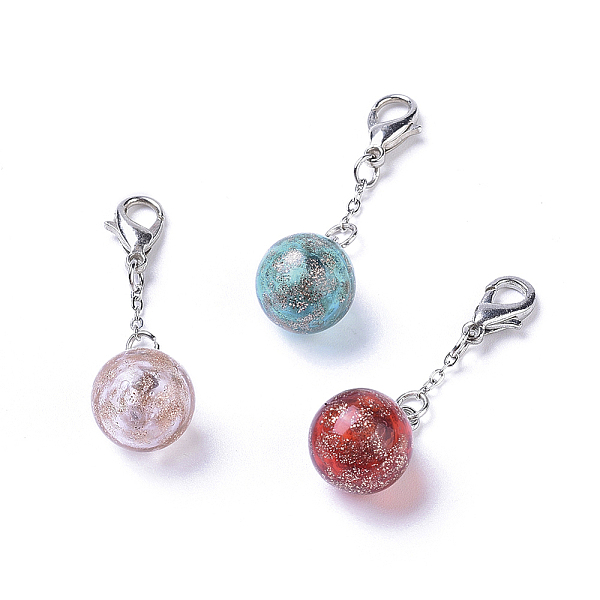 PandaHall Handmade Gold Sand Lampwork Pendants, with Platinum Tone Brass Lobster Clasps, Round, Mixed Color, 37.5mm Brass+Lampwork Round..., Multicolor
PandaHall Handmade Gold Sand Lampwork Pendants, with Platinum Tone Brass Lobster Clasps, Round, Mixed Color, 37.5mm Brass+Lampwork Round..., Multicolor