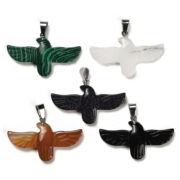 PandaHall Natural & Synthetic Mixed Gemstone Pendants, Eagle Charms with Platinum Plated Iron Snap on Bails, 24~25x40x4~4.5mm, Hole: 7x3.5mm...
PandaHall Natural & Synthetic Mixed Gemstone Pendants, Eagle Charms with Platinum Plated Iron Snap on Bails, 24~25x40x4~4.5mm, Hole: 7x3.5mm...