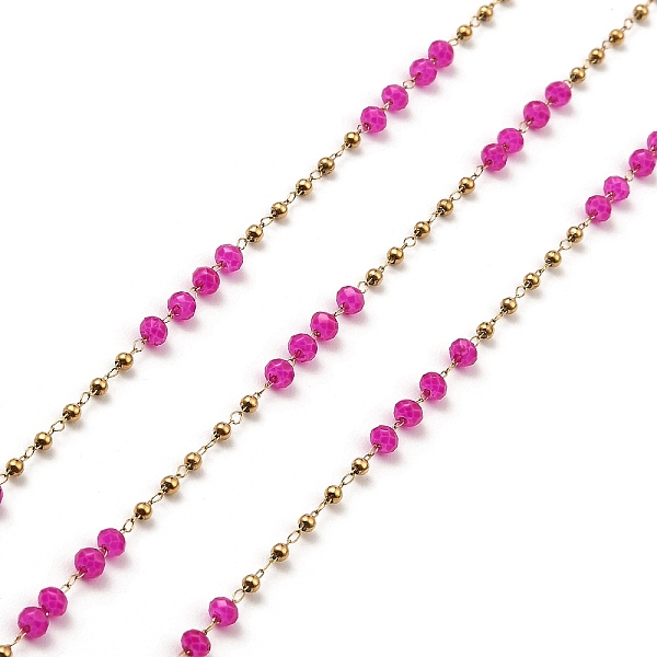 PandaHall Rondelle Glass Beaded Link Chains, with Golden 304 Stainless Steel Paperclip Chains, Soldered, with Spool, Magenta, 3x2.5mm, 2mm..., Pink
PandaHall Rondelle Glass Beaded Link Chains, with Golden 304 Stainless Steel Paperclip Chains, Soldered, with Spool, Magenta, 3x2.5mm, 2mm..., Pink