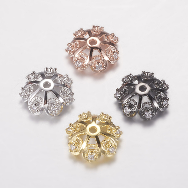 PandaHall Brass Micro Pave Cubic Zirconia Bead Cap, Cadmium Free & Lead Free, Multi-Petal, Mixed Color, 12x4mm, Hole: 1mm Brass+Cubic..., Clear
PandaHall Brass Micro Pave Cubic Zirconia Bead Cap, Cadmium Free & Lead Free, Multi-Petal, Mixed Color, 12x4mm, Hole: 1mm Brass+Cubic..., Clear