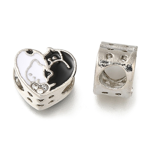 PandaHall Rack Plating Alloy Enamel European Beads, with Rhinestone, Large Hole Beads, Heart with Cat, Platinum, 10.5x12.5x7.5mm, Hole: 5mm..., Clear
PandaHall Rack Plating Alloy Enamel European Beads, with Rhinestone, Large Hole Beads, Heart with Cat, Platinum, 10.5x12.5x7.5mm, Hole: 5mm..., Clear