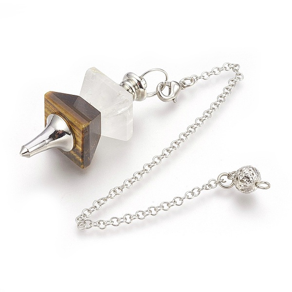 PandaHall Natural Tiger Eye Dowsing Pendulums, with Platinum Tone Brass Findings, Trapezoid, 235mm, Hole: 2mm Tiger Eye Trapezoid Multicolor
PandaHall Natural Tiger Eye Dowsing Pendulums, with Platinum Tone Brass Findings, Trapezoid, 235mm, Hole: 2mm Tiger Eye Trapezoid Multicolor