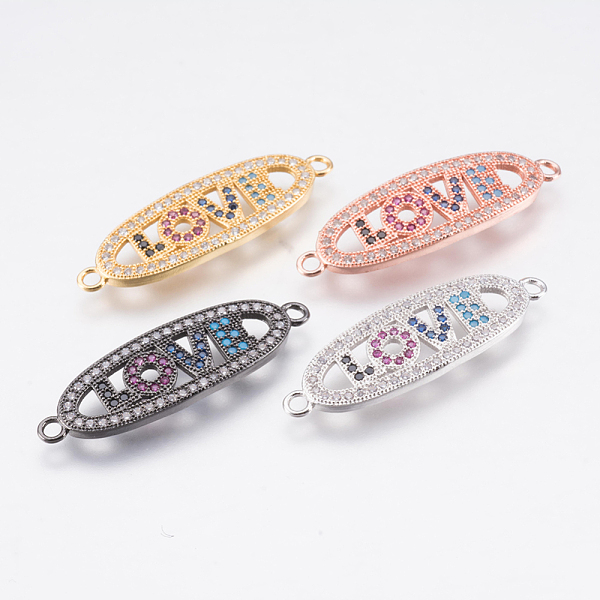 PandaHall Brass Micro Pave Cubic Zirconia Links, Oval with Word Love, Colorful, Mixed Color, 32x10x2mm, Hole: 1.8mm Brass+Cubic Zirconia..., Multicolor
PandaHall Brass Micro Pave Cubic Zirconia Links, Oval with Word Love, Colorful, Mixed Color, 32x10x2mm, Hole: 1.8mm Brass+Cubic Zirconia..., Multicolor