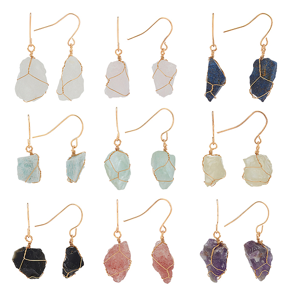 PandaHall ANATTASOUL 9 Style 9 Style Natural Gemstone Nugget Dangle Earrings, Golden Alloy Wire Wrap Jewelry for Women, 30~36mm, Pin: 0.6mm...
PandaHall ANATTASOUL 9 Style 9 Style Natural Gemstone Nugget Dangle Earrings, Golden Alloy Wire Wrap Jewelry for Women, 30~36mm, Pin: 0.6mm...