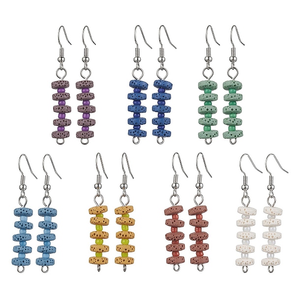 PandaHall 7 Pairs 7 Colors Natural Dyed Lava Rock Disc Beaded Dangle Earrings, Brass Long Drop Earrings, Mixed Color, 50x8mm, 1 Pair/color..., Multicolor
PandaHall 7 Pairs 7 Colors Natural Dyed Lava Rock Disc Beaded Dangle Earrings, Brass Long Drop Earrings, Mixed Color, 50x8mm, 1 Pair/color..., Multicolor