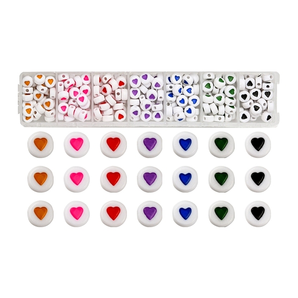 PandaHall 7 Colors Opaque Acrylic Beads, with Enamel, Flat Round with Heart, Colorful, 6.5x7x3.5mm, hole: 1.8mm, 35-38pc/colors, 245~266Pcs...
PandaHall 7 Colors Opaque Acrylic Beads, with Enamel, Flat Round with Heart, Colorful, 6.5x7x3.5mm, hole: 1.8mm, 35-38pc/colors, 245~266Pcs...