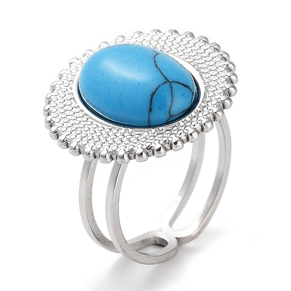 PandaHall Ion Plating(IP) 304 Stainless Steel Ring, Adjustable Synthetic Turquoise Rings, Sun, 20.5mm, Inner Diameter: Adjustable Synthetic...
PandaHall Ion Plating(IP) 304 Stainless Steel Ring, Adjustable Synthetic Turquoise Rings, Sun, 20.5mm, Inner Diameter: Adjustable Synthetic...