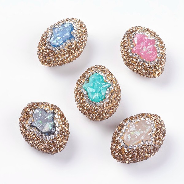 PandaHall Polymer Clay Rhinestone Beads, Grade A, with Resin, Oval with Hamsa Hand, Mixed Color, 24~25x17~20x11~12mm, Hole: 1mm Polymer..., Multicolor
PandaHall Polymer Clay Rhinestone Beads, Grade A, with Resin, Oval with Hamsa Hand, Mixed Color, 24~25x17~20x11~12mm, Hole: 1mm Polymer..., Multicolor