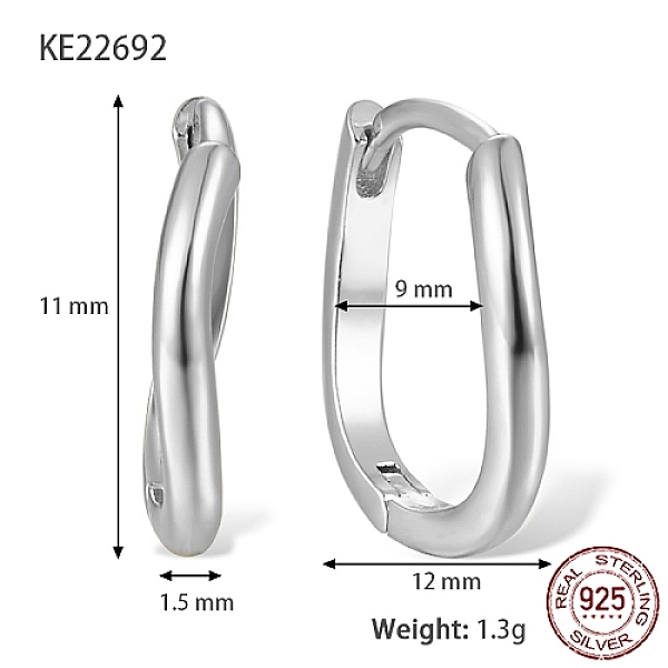 PandaHall Rhodium Plated 925 Sterling Silver Hoop Earrings, with S925 Stamp, Platinum, 11x12x1.5mm Sterling Silver
PandaHall Rhodium Plated 925 Sterling Silver Hoop Earrings, with S925 Stamp, Platinum, 11x12x1.5mm Sterling Silver
