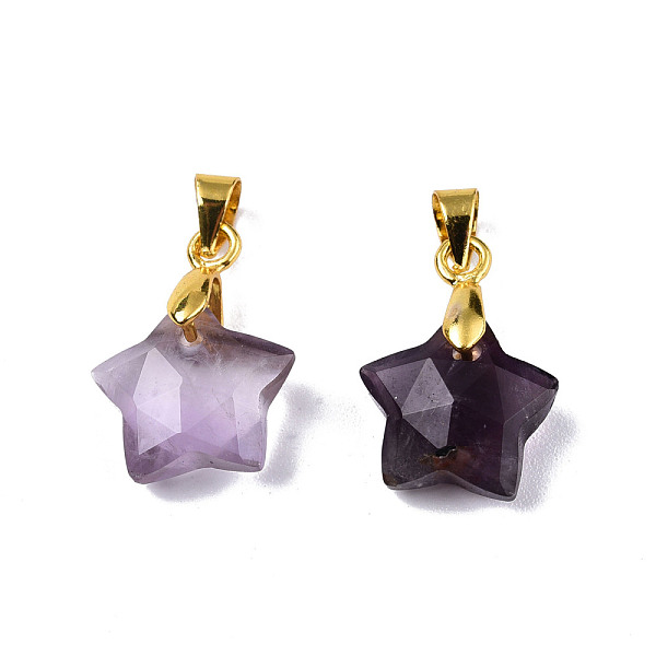 PandaHall Natural Amethyst Charms, with Golden Plated Brass Findings, Faceted Star, Star: 12x12.5x5.5mm, Hole: 3.5x4mm Amethyst Star
PandaHall Natural Amethyst Charms, with Golden Plated Brass Findings, Faceted Star, Star: 12x12.5x5.5mm, Hole: 3.5x4mm Amethyst Star