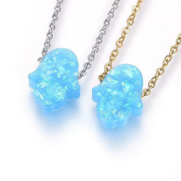 PandaHall 304 Stainless Steel Pendant Necklaces, with Epoxy Resin Hamsa Hand/Hand of Fatima/Hand of Miriam, Deep Sky Blue, Mixed Color...
PandaHall 304 Stainless Steel Pendant Necklaces, with Epoxy Resin Hamsa Hand/Hand of Fatima/Hand of Miriam, Deep Sky Blue, Mixed Color...