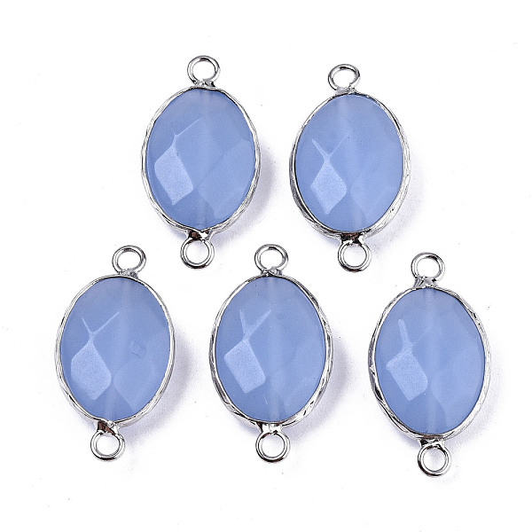 PandaHall Glass Links/Connectors, Platinum Tone Brass Edge, Faceted Oval, 27.5x14~15x6mm, Hole: 2mm Glass Oval
PandaHall Glass Links/Connectors, Platinum Tone Brass Edge, Faceted Oval, 27.5x14~15x6mm, Hole: 2mm Glass Oval