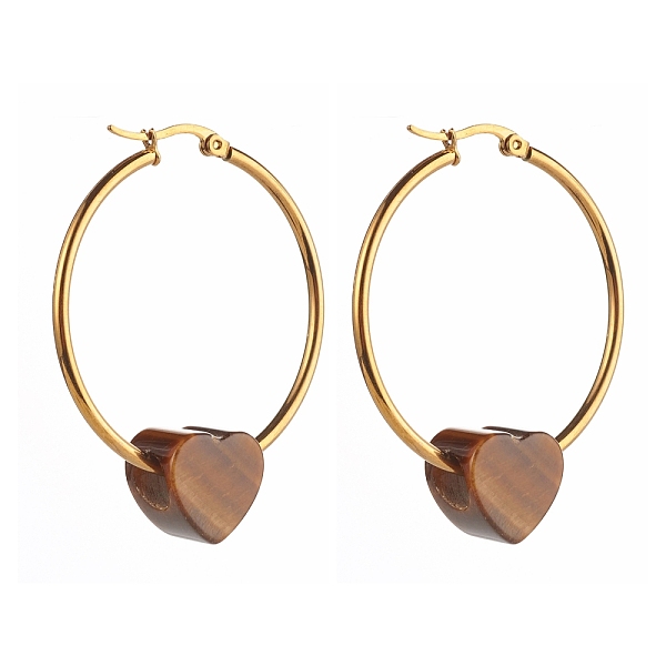 PandaHall Heart Natural Tiger Eye Beads Earrings for Girl Women, 304 Stainless Steel Big Hoop Earrings, Golden, 49x39.5mm, Pin: 0.8mm Tiger...
PandaHall Heart Natural Tiger Eye Beads Earrings for Girl Women, 304 Stainless Steel Big Hoop Earrings, Golden, 49x39.5mm, Pin: 0.8mm Tiger...