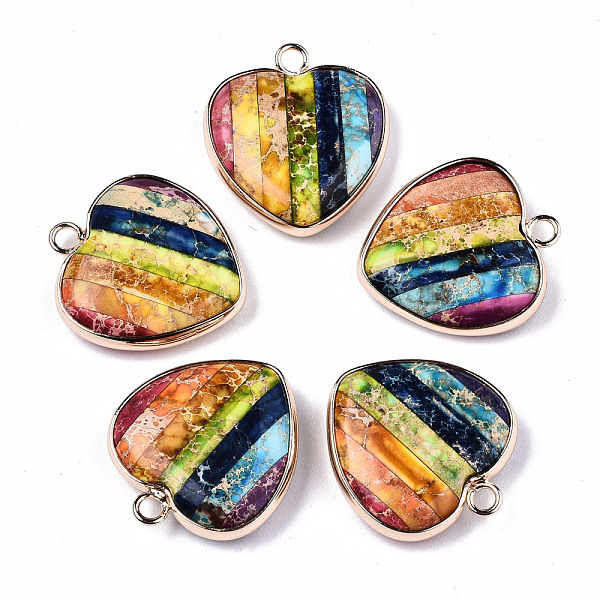 PandaHall Natural Regalite/Imperial Jasper/Sea Sediment Jasper Pendants, with Light Gold Tone Brass Edge, Dyed, Heart, Colorful, 28x26x7mm...
PandaHall Natural Regalite/Imperial Jasper/Sea Sediment Jasper Pendants, with Light Gold Tone Brass Edge, Dyed, Heart, Colorful, 28x26x7mm...