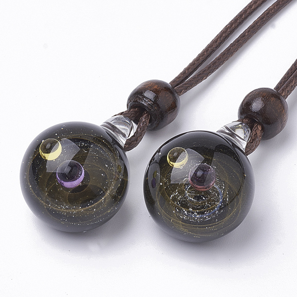 PandaHall Handmade Gold Sand Lampwork Pendants, Galaxy Universe Ball, with Two Color Small Ball inside, Black, 28~31x21~23x18~21mm, Hole...
PandaHall Handmade Gold Sand Lampwork Pendants, Galaxy Universe Ball, with Two Color Small Ball inside, Black, 28~31x21~23x18~21mm, Hole...
