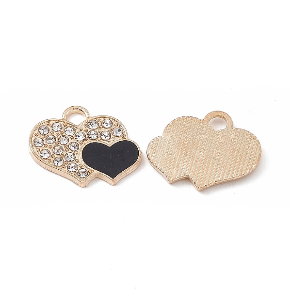 PandaHall Alloy Crystal Rhinestone Pendants, with Enamel, Double Heart Charms, Light Gold, Black, 15.5x19x2mm, Hole: 3x2.5mm Alloy...
PandaHall Alloy Crystal Rhinestone Pendants, with Enamel, Double Heart Charms, Light Gold, Black, 15.5x19x2mm, Hole: 3x2.5mm Alloy...