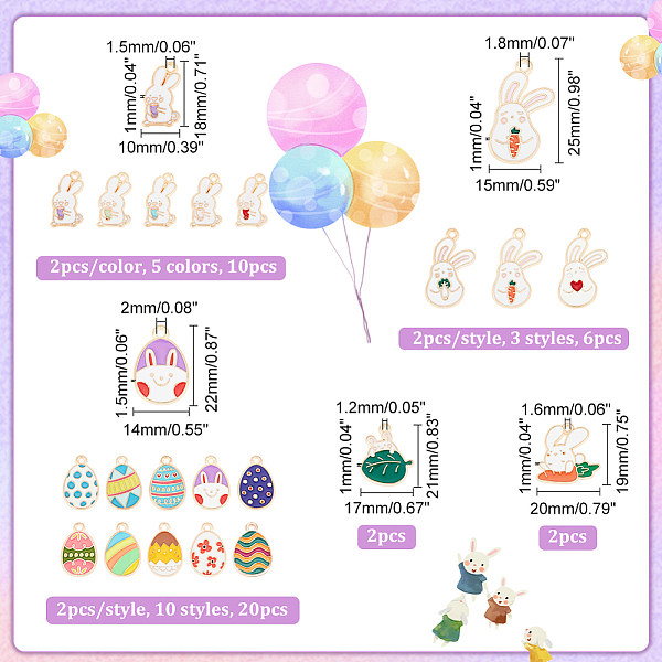 PandaHall CHGCRAFT 40Pcs 20Styles Easter Bunny Egg Charms Alloy Enamel Pendants for Jewelry Necklace Bracelet Earring Making DIY Craft, Mix..., Multicolor
PandaHall CHGCRAFT 40Pcs 20Styles Easter Bunny Egg Charms Alloy Enamel Pendants for Jewelry Necklace Bracelet Earring Making DIY Craft, Mix..., Multicolor