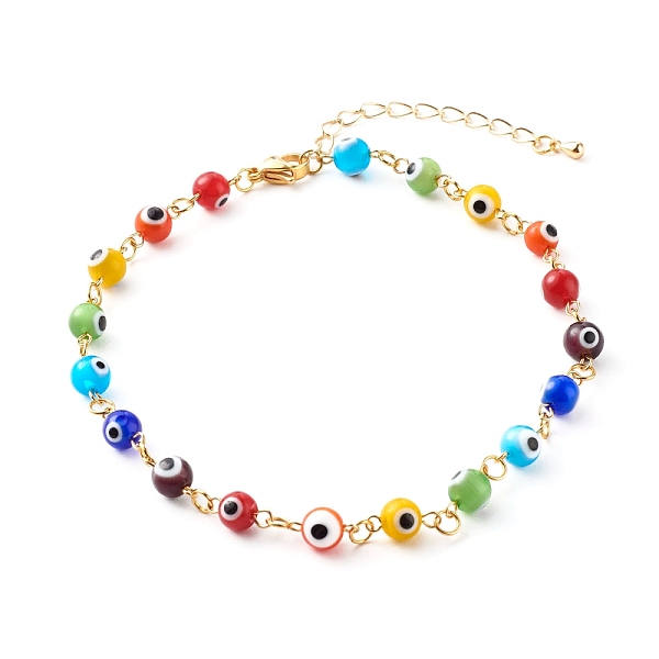 PandaHall Brass Curb Chains Anklets, with Handmade Evil Eye Lampwork Beads and Brass Charms, Colorful, 9-7/8 inch(25cm) Brass
PandaHall Brass Curb Chains Anklets, with Handmade Evil Eye Lampwork Beads and Brass Charms, Colorful, 9-7/8 inch(25cm) Brass