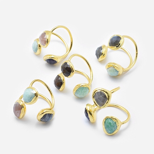 PandaHall Natural Gemstone Cuff Rings, Open Rings, with Brass Findings, Golden, Size 10, 20mm Mixed Stone
PandaHall Natural Gemstone Cuff Rings, Open Rings, with Brass Findings, Golden, Size 10, 20mm Mixed Stone