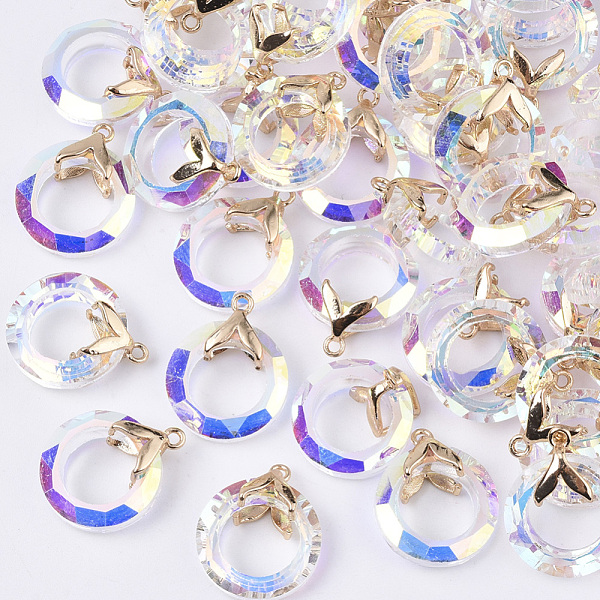 PandaHall Electroplate Glass Pendants, with Light Gold Plated Brass Ice Pick Pinch Bails, Faceted, Ring with Fishtail, Clear AB, 17x14x6mm..., White
PandaHall Electroplate Glass Pendants, with Light Gold Plated Brass Ice Pick Pinch Bails, Faceted, Ring with Fishtail, Clear AB, 17x14x6mm..., White
