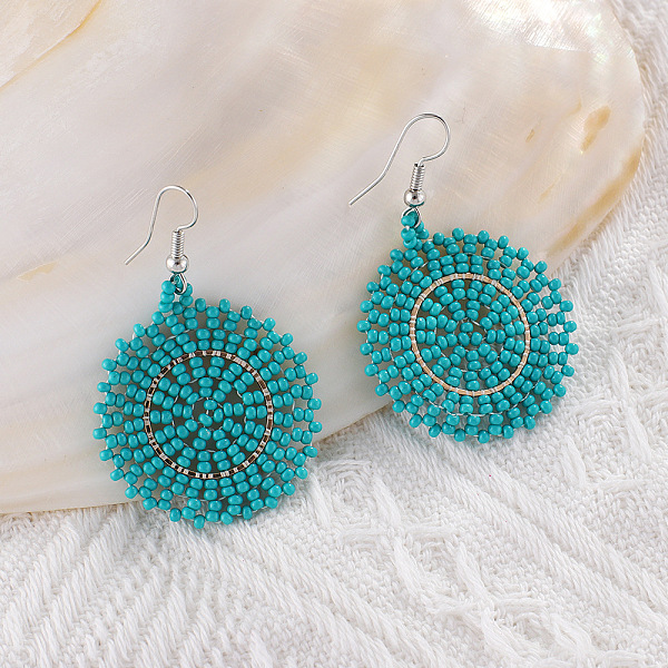 PandaHall Glass Seed Braided Dangle Earrings for Women, Bohemian Style, Flat Round, Teal, 53x35mm Glass Cyan
PandaHall Glass Seed Braided Dangle Earrings for Women, Bohemian Style, Flat Round, Teal, 53x35mm Glass Cyan