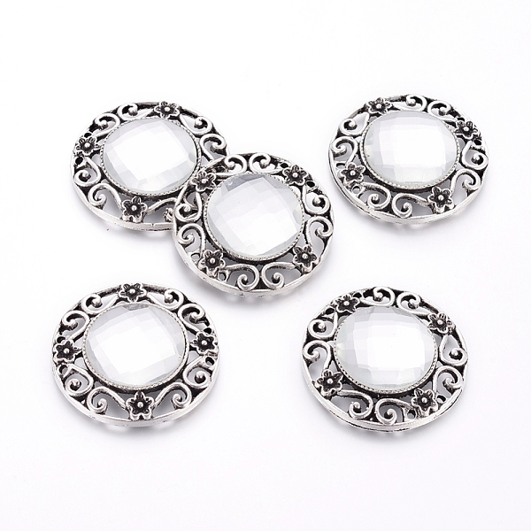 PandaHall Tibetan Style Alloy Cabochons, with Glass, Flat Round, Antique Silver, 34.5x7mm, Hole: 1.4mm Glass Flat Round White
PandaHall Tibetan Style Alloy Cabochons, with Glass, Flat Round, Antique Silver, 34.5x7mm, Hole: 1.4mm Glass Flat Round White