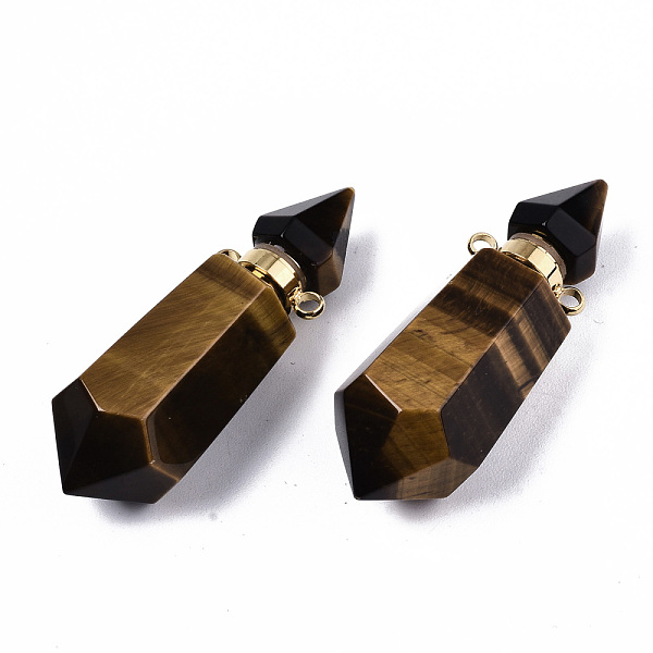 PandaHall Faceted Natural Tiger Eye Pendants, Openable Perfume Bottle, with Golden Tone Brass Findings, Hexagon, 40~41.5x15x13.5mm, Hole...
PandaHall Faceted Natural Tiger Eye Pendants, Openable Perfume Bottle, with Golden Tone Brass Findings, Hexagon, 40~41.5x15x13.5mm, Hole...