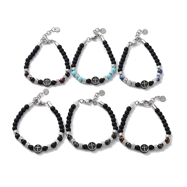 PandaHall Cross Natural & Synthetic Mixed Gemstone Round Beaded Bracelets, with 201 Stainless Steel Lobster Claw Clasps, 9 inch(22.7cm)...
PandaHall Cross Natural & Synthetic Mixed Gemstone Round Beaded Bracelets, with 201 Stainless Steel Lobster Claw Clasps, 9 inch(22.7cm)...