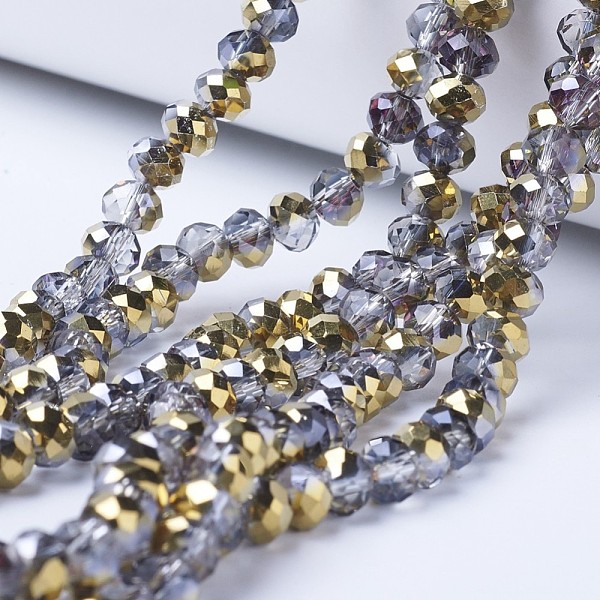 PandaHall Electroplate Transparent Glass Beads Strands, Half Plated, Faceted, Rondelle, Golden Plated, 4x3mm, Hole: 0.4mm, about...
PandaHall Electroplate Transparent Glass Beads Strands, Half Plated, Faceted, Rondelle, Golden Plated, 4x3mm, Hole: 0.4mm, about...