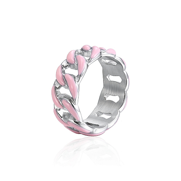 PandaHall Stainless Steel Enamel Curb Chains Finger Rings, Pearl Pink, US Size 7(17.3mm) Stainless Steel
PandaHall Stainless Steel Enamel Curb Chains Finger Rings, Pearl Pink, US Size 7(17.3mm) Stainless Steel