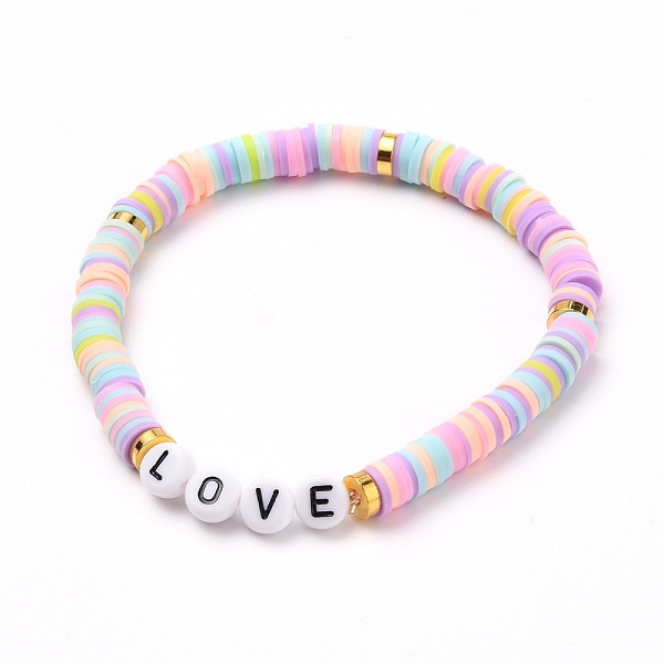PandaHall Polymer Clay Heishi Beads Stretch Bracelets, for Valentine's Day, with Acrylic Letter Beads and Brass Spacer Beads, Word Love...
PandaHall Polymer Clay Heishi Beads Stretch Bracelets, for Valentine's Day, with Acrylic Letter Beads and Brass Spacer Beads, Word Love...