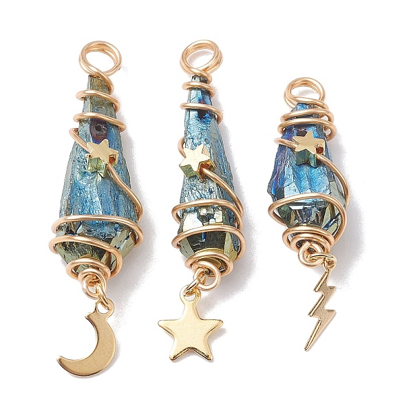 PandaHall 3Pcs 3 Styles Electroplated Natural Quartz Crystal Copper Wire Wrapped Pendants, TearDrop Charms with Golden Tone Alloy Moon &...
PandaHall 3Pcs 3 Styles Electroplated Natural Quartz Crystal Copper Wire Wrapped Pendants, TearDrop Charms with Golden Tone Alloy Moon &...