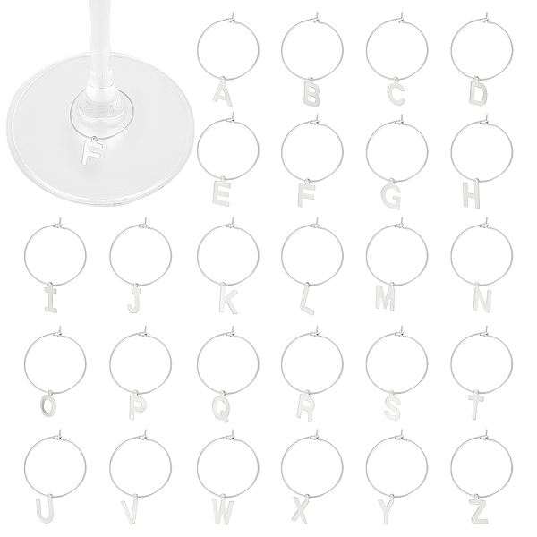 PandaHall 201 Stainless Steel Wine Glass Charms, with 316 Surgical Stainless Steel Hoop Earring Findings, Letter A~Z, Stainless Steel Color...
PandaHall 201 Stainless Steel Wine Glass Charms, with 316 Surgical Stainless Steel Hoop Earring Findings, Letter A~Z, Stainless Steel Color...