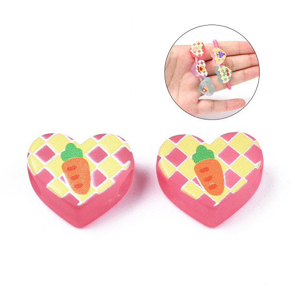 PandaHall Transparent Printed Acrylic Beads, for Hair Rope DIY, Large Hole Beads, Rubberized Style, Heart with Carrot Pattern, Hot Pink..., Red
PandaHall Transparent Printed Acrylic Beads, for Hair Rope DIY, Large Hole Beads, Rubberized Style, Heart with Carrot Pattern, Hot Pink..., Red