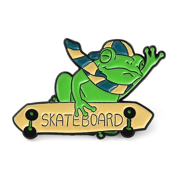 PandaHall Frog with Skateboard Enamel Pins, Electrophoresis Black Alloy Brooches, Sports, 23x34x1mm Alloy+Enamel Sports
PandaHall Frog with Skateboard Enamel Pins, Electrophoresis Black Alloy Brooches, Sports, 23x34x1mm Alloy+Enamel Sports