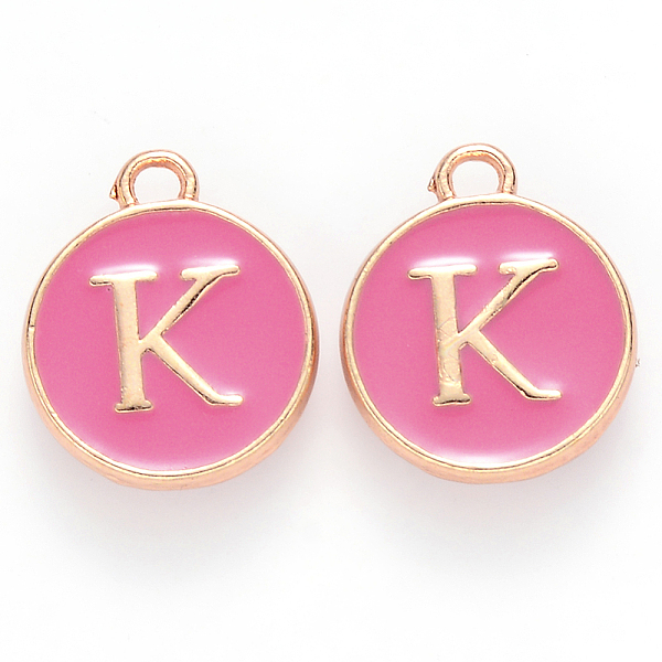 PandaHall Golden Plated Alloy Enamel Charms, Cadmium Free & Lead Free, Enamelled Sequins, Flat Round with Letter, Camellia, Letter.K..., Pink
PandaHall Golden Plated Alloy Enamel Charms, Cadmium Free & Lead Free, Enamelled Sequins, Flat Round with Letter, Camellia, Letter.K..., Pink