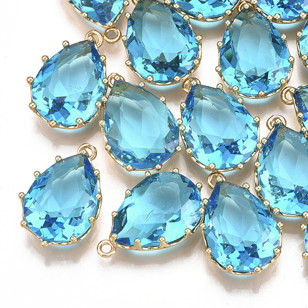 PandaHall Glass Pendants, with Brass Findings, Faceted, teardrop, Golden, Deep Sky Blue, 22x14.5x7mm, Hole: 1.5mm Brass+Glass Teardrop Blue
PandaHall Glass Pendants, with Brass Findings, Faceted, teardrop, Golden, Deep Sky Blue, 22x14.5x7mm, Hole: 1.5mm Brass+Glass Teardrop Blue
