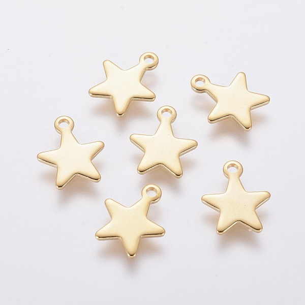 PandaHall 304 Stainless Steel Charms, Star, Real 18K Gold Plated, 10x8x0.8mm, Hole: 1.4mm 304 Stainless Steel Star
PandaHall 304 Stainless Steel Charms, Star, Real 18K Gold Plated, 10x8x0.8mm, Hole: 1.4mm 304 Stainless Steel Star