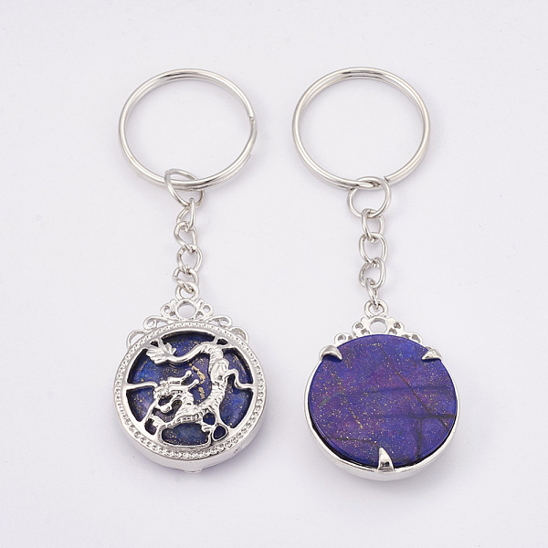 PandaHall Natural Lapis Lazuli Keychain, with Iron Key Rings, Flat Round with Dragon, Platinum, 80mm, Pendant: 34.5x26x8.5mm Lapis Lazuli...
PandaHall Natural Lapis Lazuli Keychain, with Iron Key Rings, Flat Round with Dragon, Platinum, 80mm, Pendant: 34.5x26x8.5mm Lapis Lazuli...